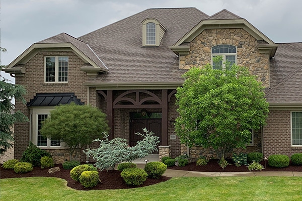 mulching around front of house